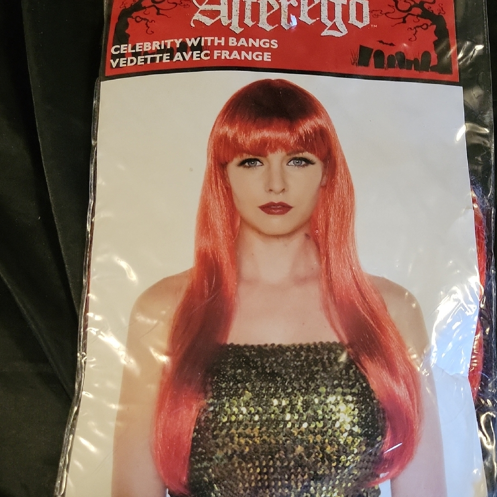 Red Celebrity Wig with Bangs